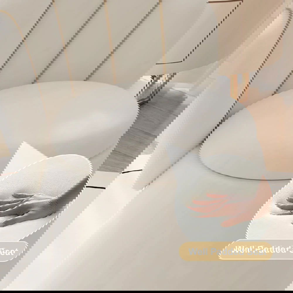 Modern White Swivel Velvet Vanity Stool Petal Back Makeup Accent Chair - Homary