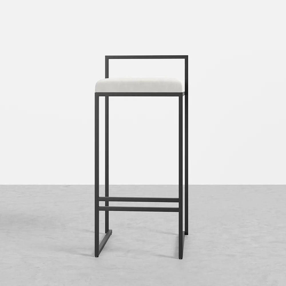 Modern White Velvet Counter Stool Set of 2 with Back & Footrest - 