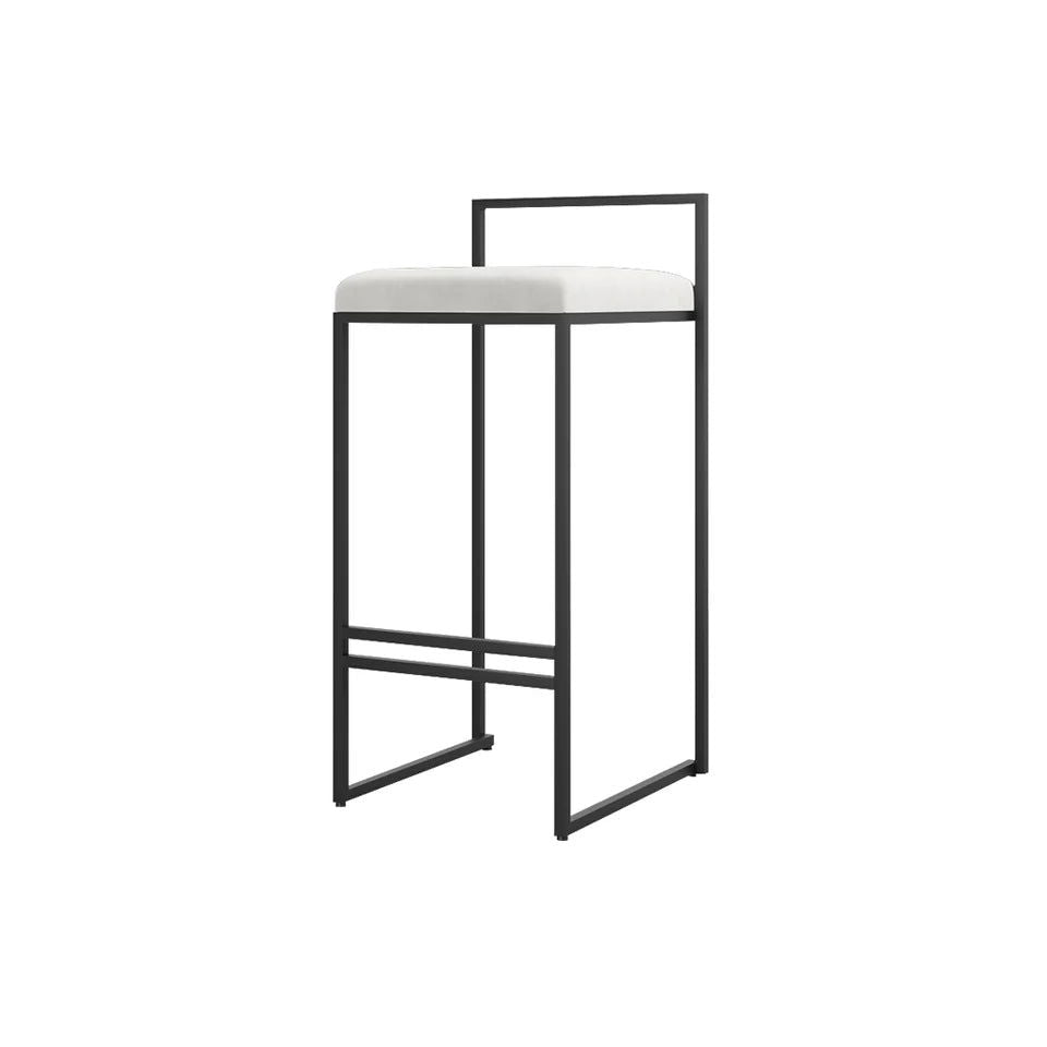 Modern White Velvet Counter Stool Set of 2 with Back & Footrest - 