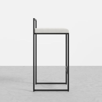 Modern White Velvet Counter Stool Set of 2 with Back & Footrest - 