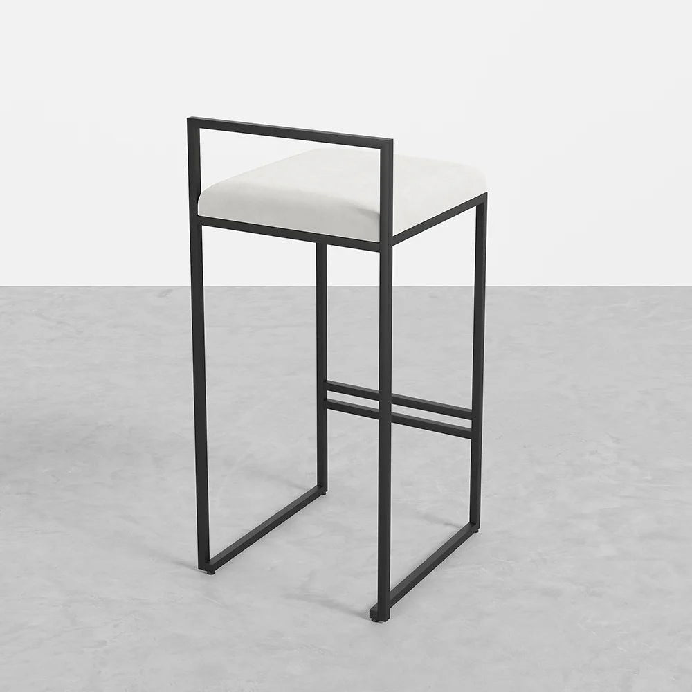 Modern White Velvet Counter Stool Set of 2 with Back & Footrest - 