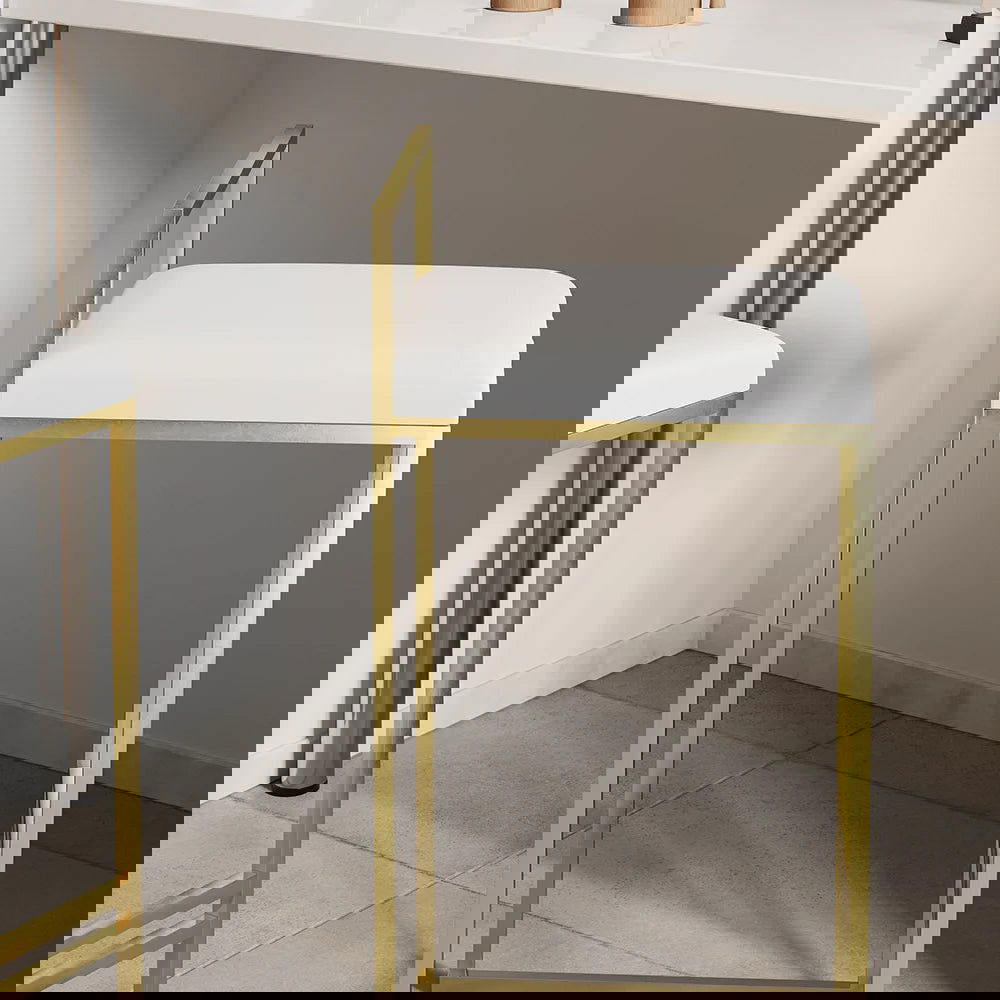 Modern White Velvet Counter Stool (Set of 2) with Back & Footrest - 