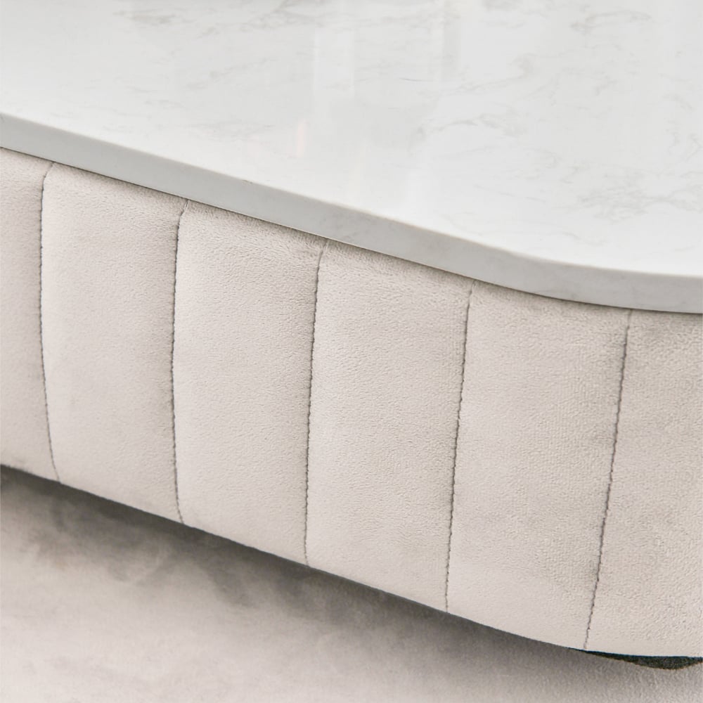 Modern White Velvet Makeup Vanity Expandable Dressing Table with Cabinet & Chair - 