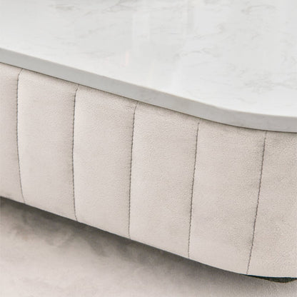 Modern White Velvet Makeup Vanity Expandable Dressing Table with Cabinet & Chair - 