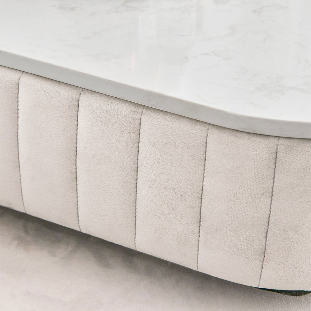 Modern White Velvet Makeup Vanity Table Expandable Dressing Table with Cabinet - 