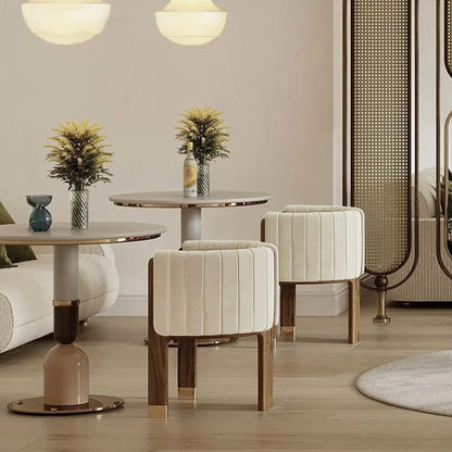 Modern Wood Accent Chair Beige Velvet Upholstered Arm Chair - 