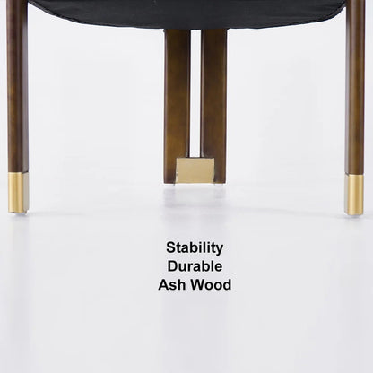 Modern Wood Accent Chair Camel Velvet Upholstered Arm Chair - 