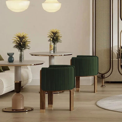 Modern Wood Accent Chair Green Velvet Upholstered Arm Chair - 