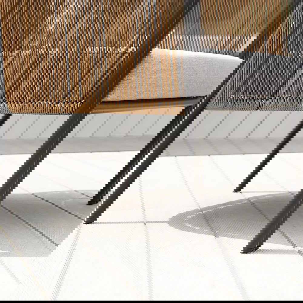 Modern Woven PE Rattan Outdoor Barrel Chair with Back Flared Edge in Brown & Grey - 