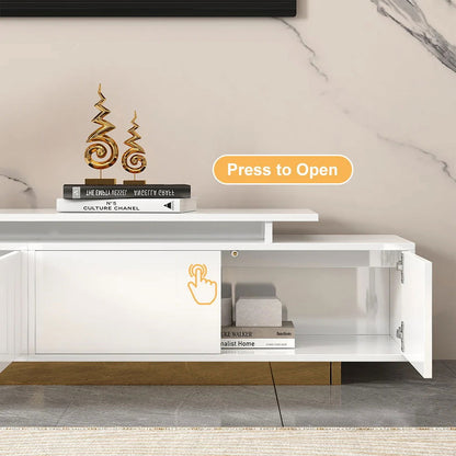 Mordelle Modern Rectangle Glossy White Extendable TV Stand Storage for 65 to 85 inch TV - 