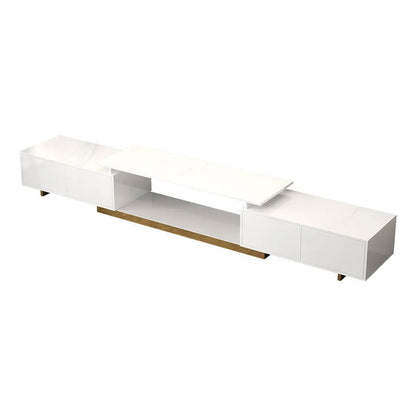 Mordelle Modern Rectangle Glossy White Extendable TV Stand Storage for 65 to 85 inch TV - Homary