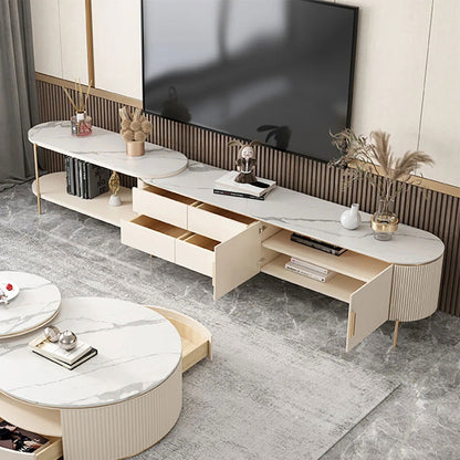 Mytures Modern Round Nesting Coffee Table with Storage White Sintered Stone Set of 2 - Approved By Design