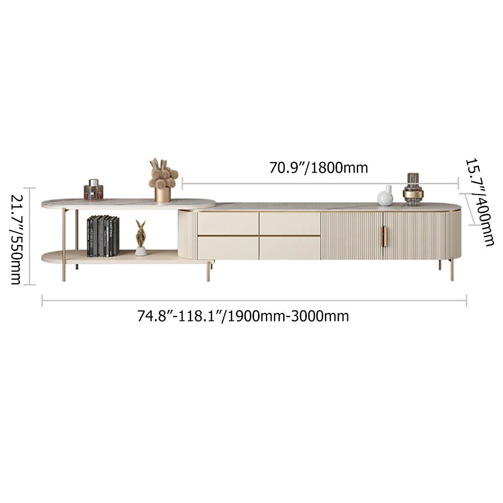 Mytures Modern Round Nesting Coffee Table with Storage White Sintered Stone Set of 2 - Approved By Design