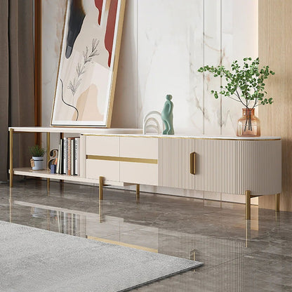 Mytures Modern Round Nesting Coffee Table with Storage White Sintered Stone Set of 2 - Approved By Design