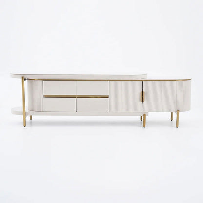 Mytures Modern Round Nesting Coffee Table with Storage White Sintered Stone Set of 2 - Approved By Design