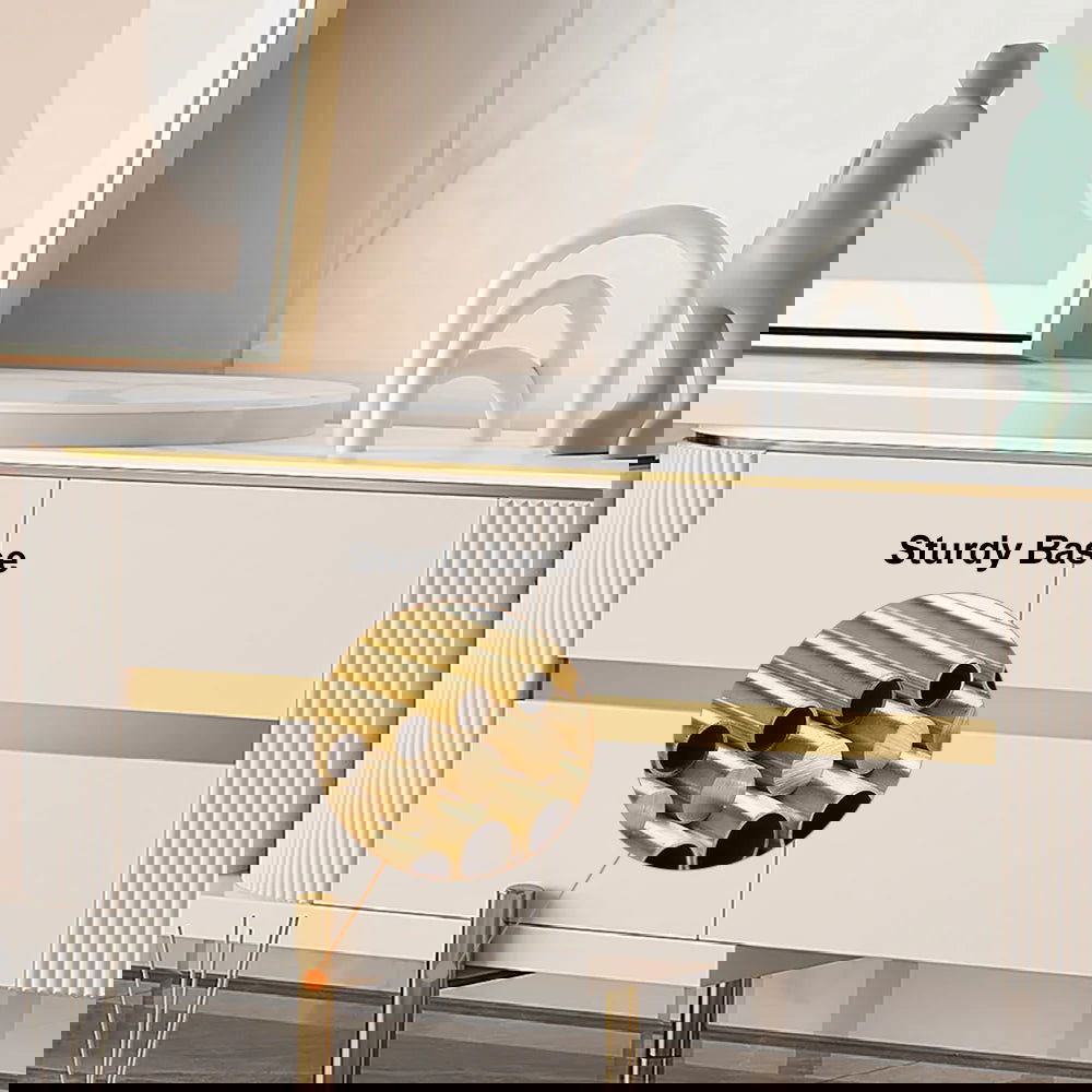 Mytures Modern Round Nesting Coffee Table with Storage White Sintered Stone Set of 2 - Approved By Design