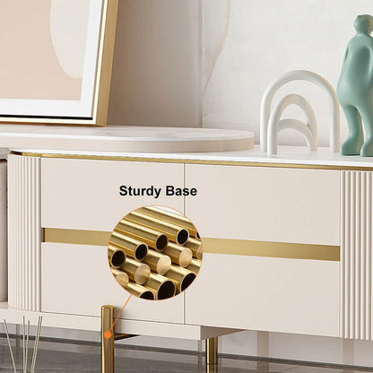 Mytures Modern Round Nesting Coffee Table with Storage White Sintered Stone Set of 2 - Approved By Design