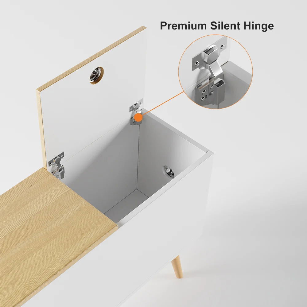 Natural Rectangle End Table with Drawers Modern Sofa Table for Living Room - 