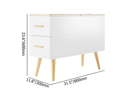 Natural Rectangle End Table with Drawers Modern Sofa Table for Living Room - 