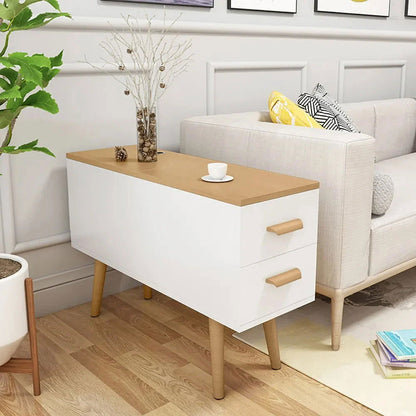 Natural Rectangle End Table with Drawers Modern Sofa Table for Living Room - Homary