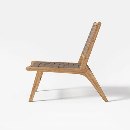 Natural Teak Wood Woven Outdoor Chair - 