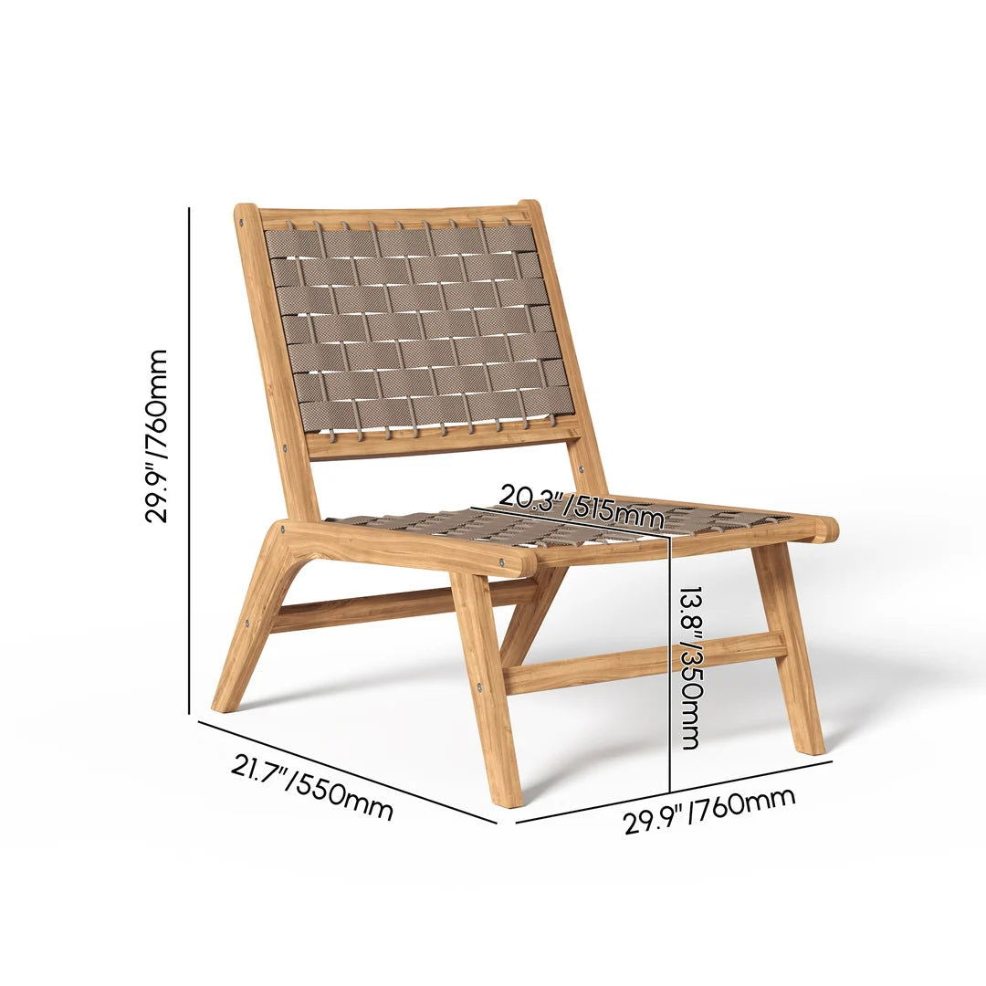 Natural Teak Wood Woven Outdoor Chair - 