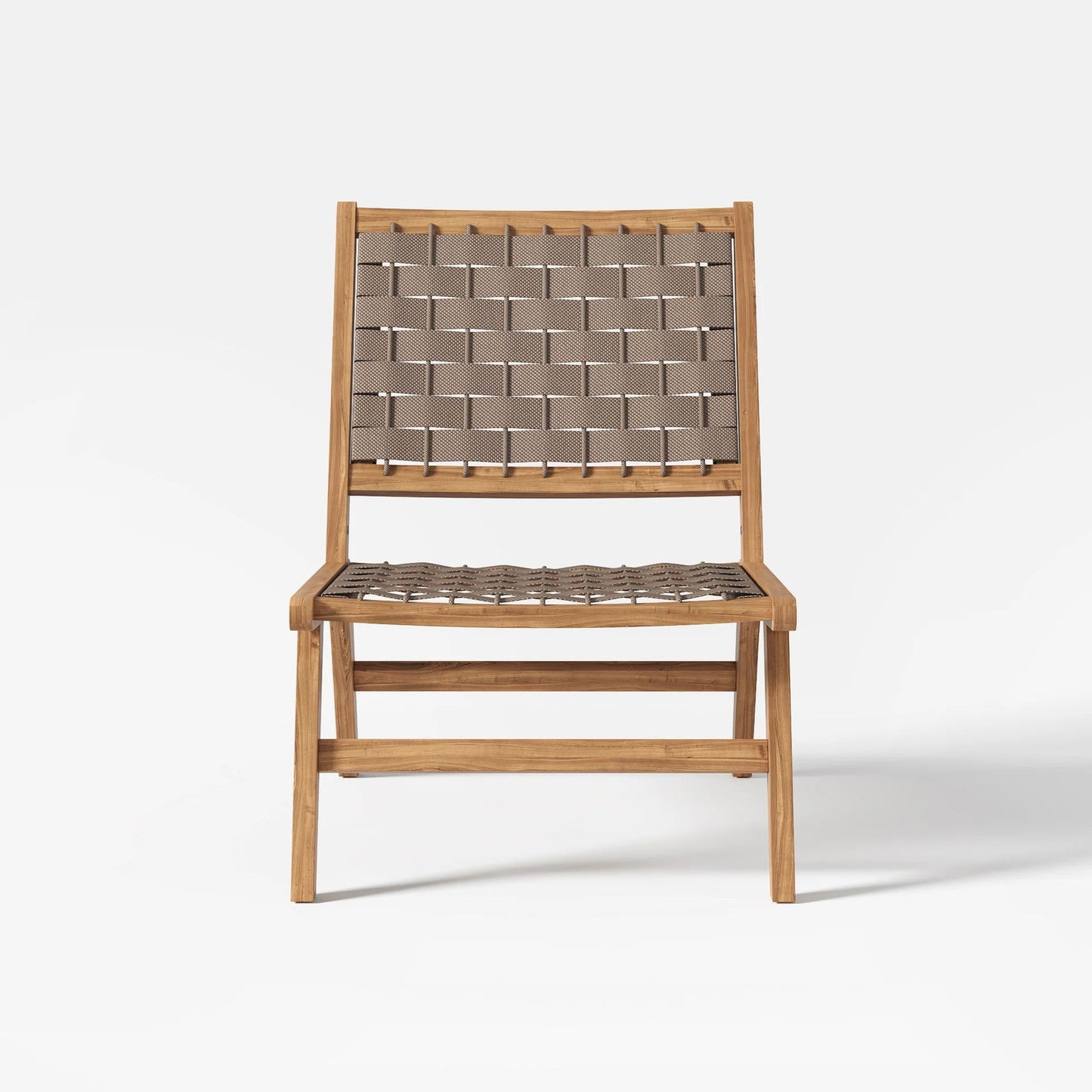 Natural Teak Wood Woven Outdoor Chair - 