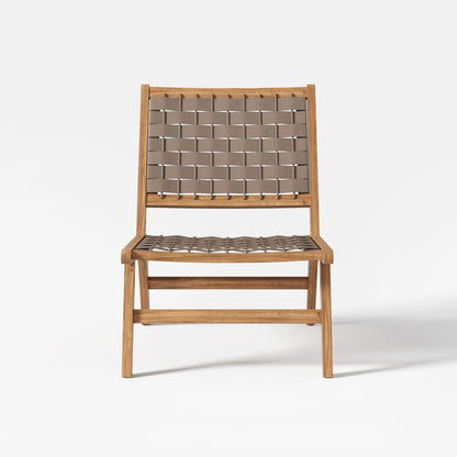 Natural Teak Wood Woven Outdoor Chair - 