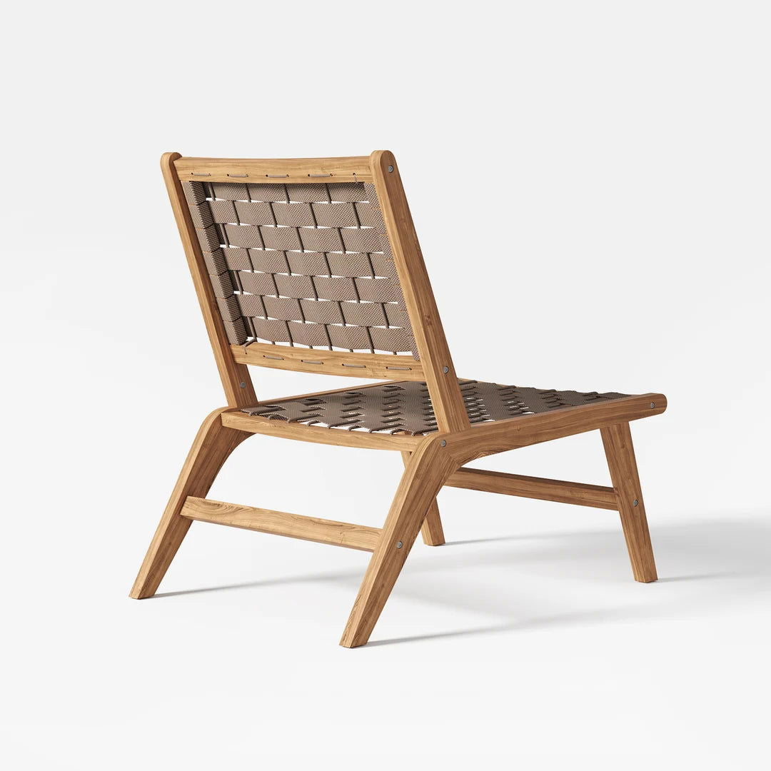 Natural Teak Wood Woven Outdoor Chair - 