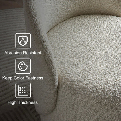 Nordic Boucle Round Vanity Stool Swivel Accent Chair with Low Back - 