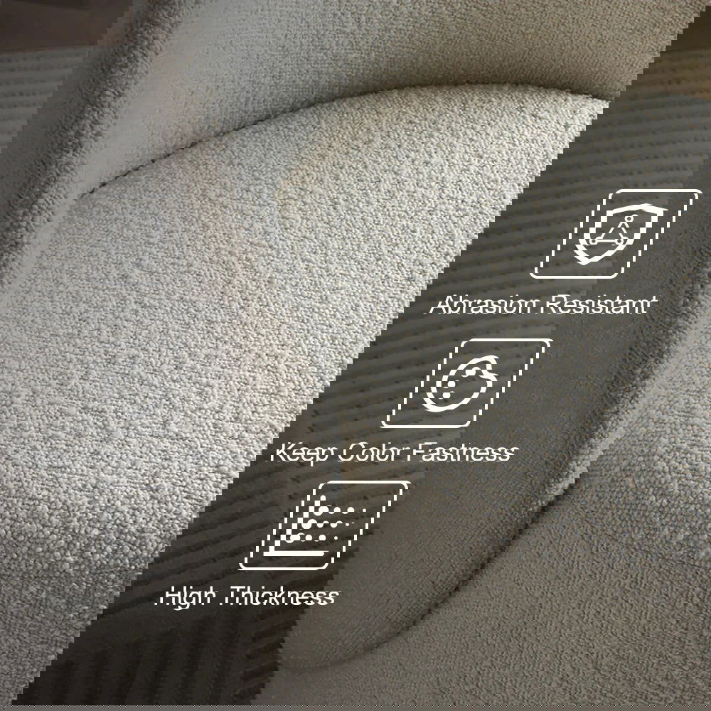 Nordic Boucle Round Vanity Stool Swivel Accent Chair with Low Back - 