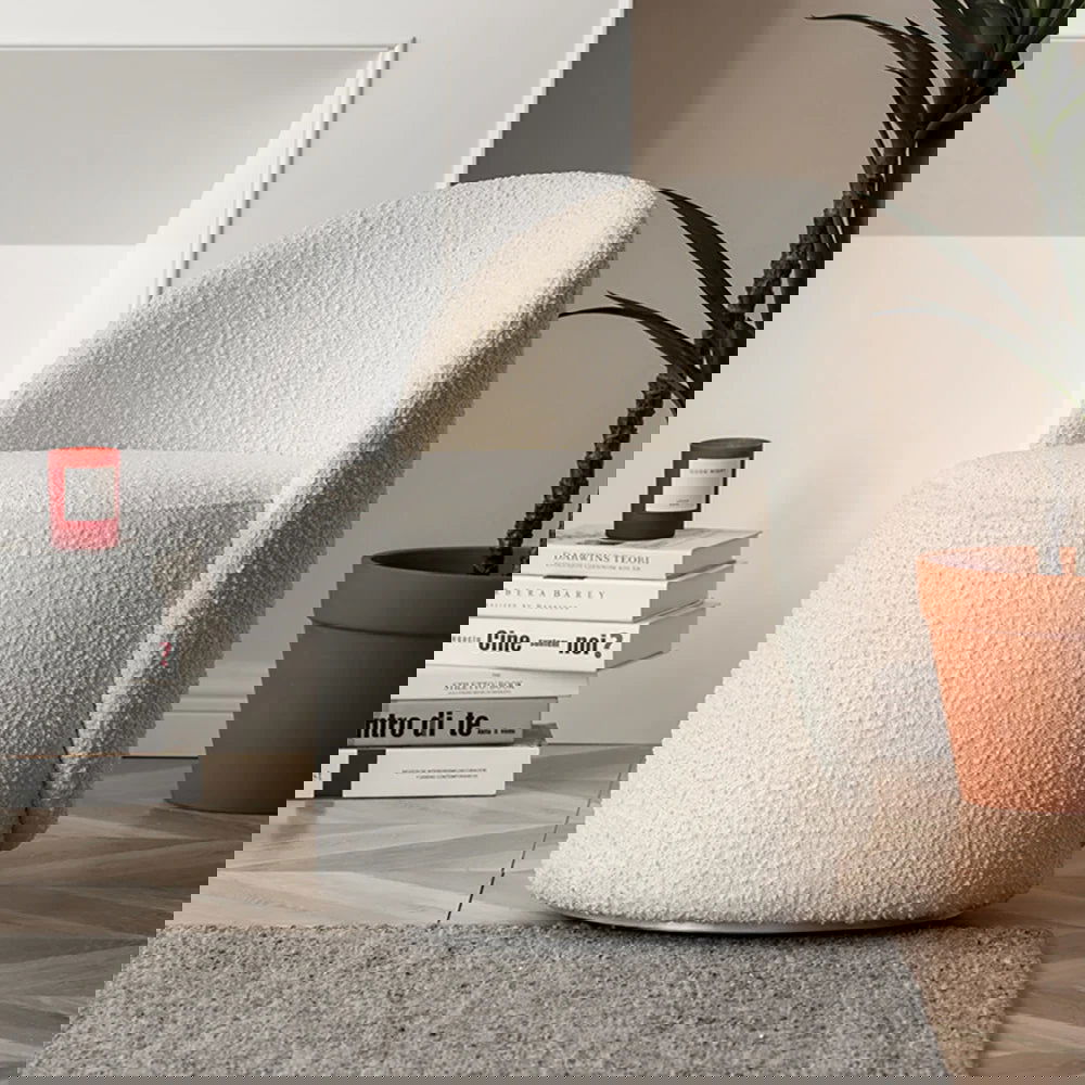 Nordic Boucle Round Vanity Stool Swivel Accent Chair with Low Back - Homary