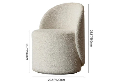 Nordic Boucle Round Vanity Stool Swivel Accent Chair with Low Back - Homary