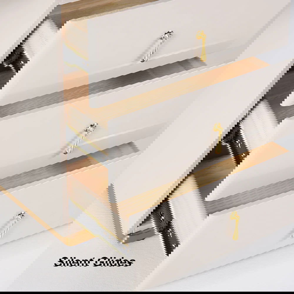 Nordic Makeup Vanity Extendable with 5-Drawer Dressing Table with Stone Top in Champagne - 