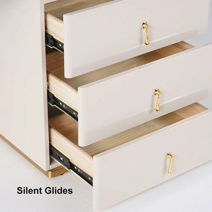 Nordic Makeup Vanity Extendable with 5-Drawer Dressing Table with Stone Top in Champagne - Homary