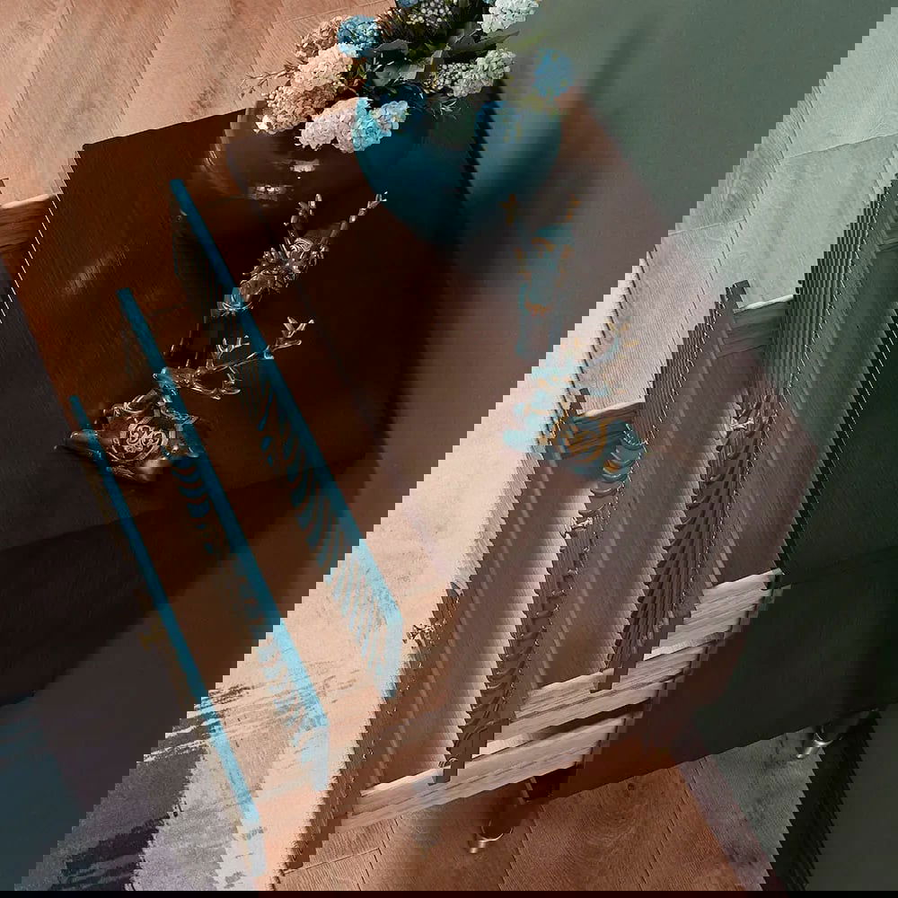 Novel Blue Cabinet Gold-Painted 3-Drawer Chest in Small - 