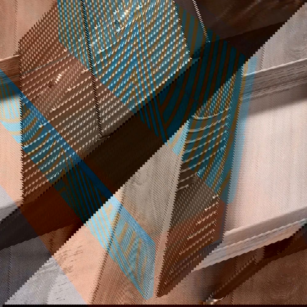 Novel Blue Cabinet Gold-Painted 3-Drawer Chest in Small - 