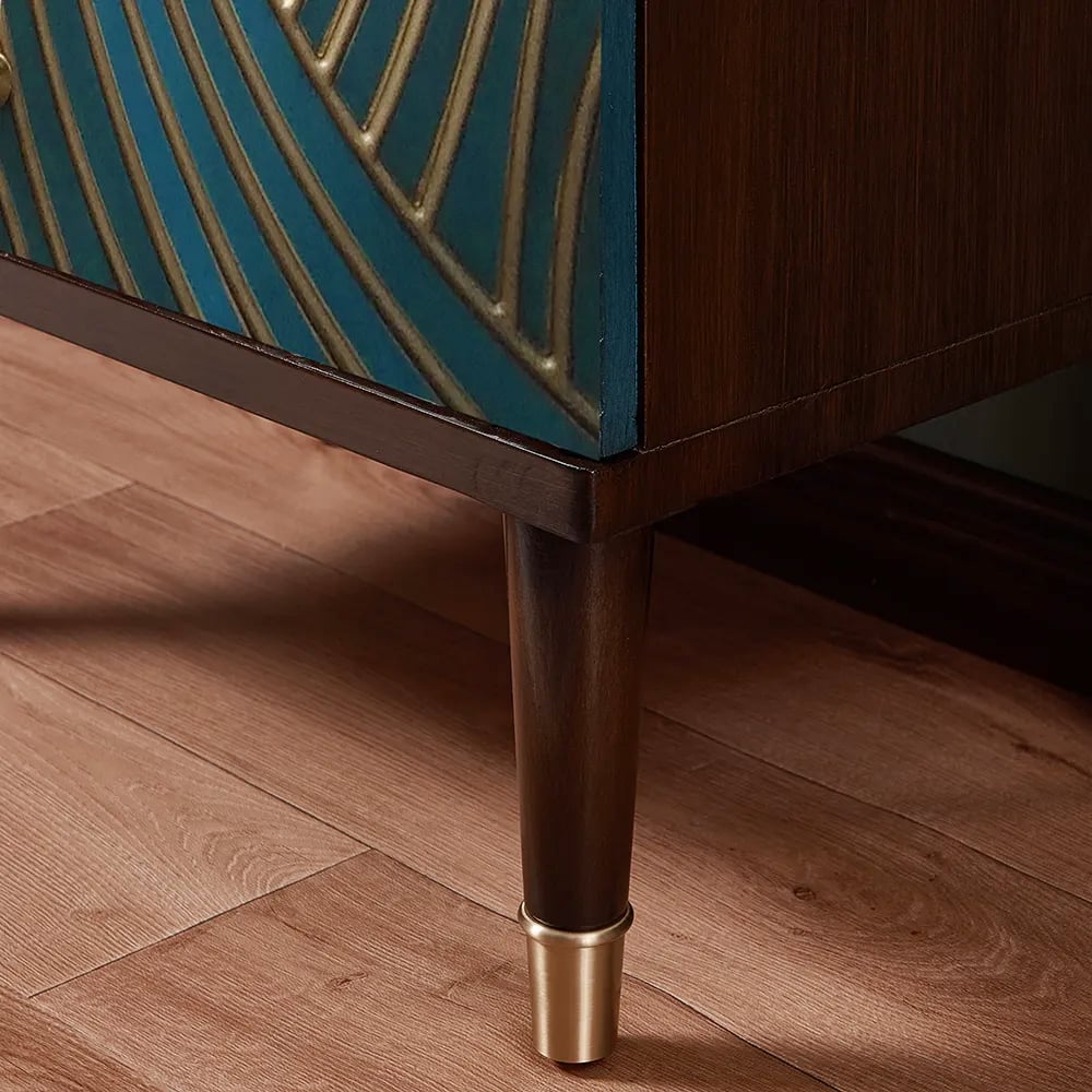 Novel Blue Cabinet Gold-Painted 3-Drawer Chest in Small - 