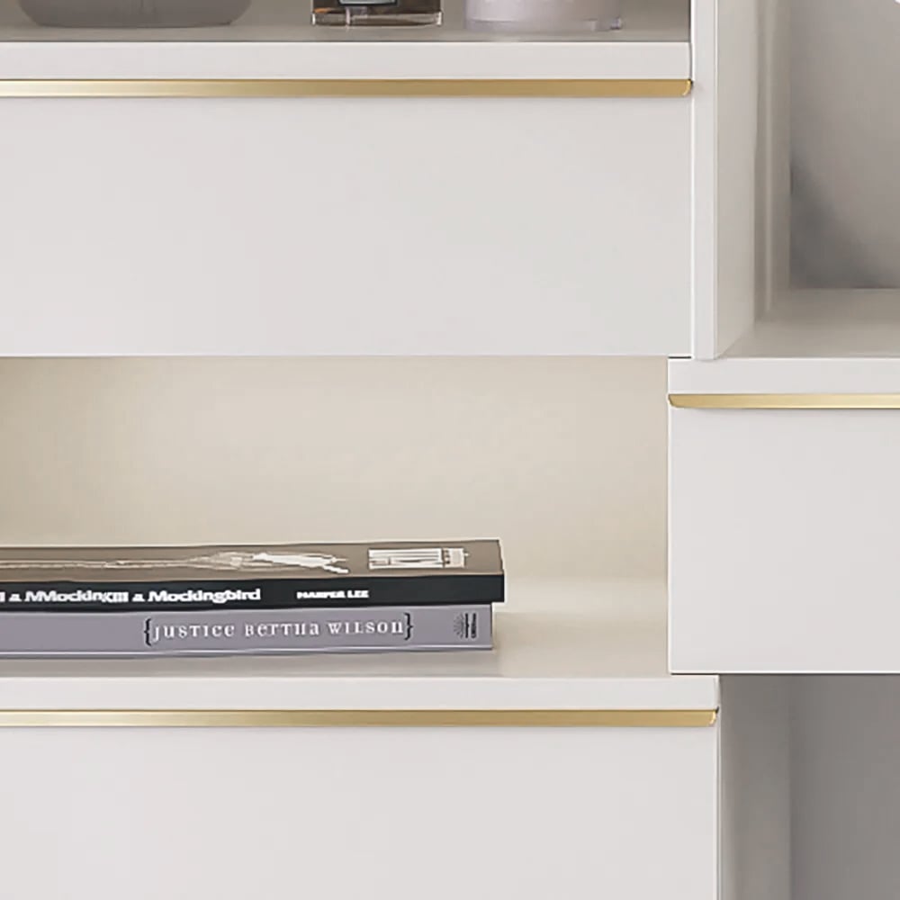 Off-white Makeup Vanity Set Dressing Table with Lighted Mirror Cabinet & Stool Included - 