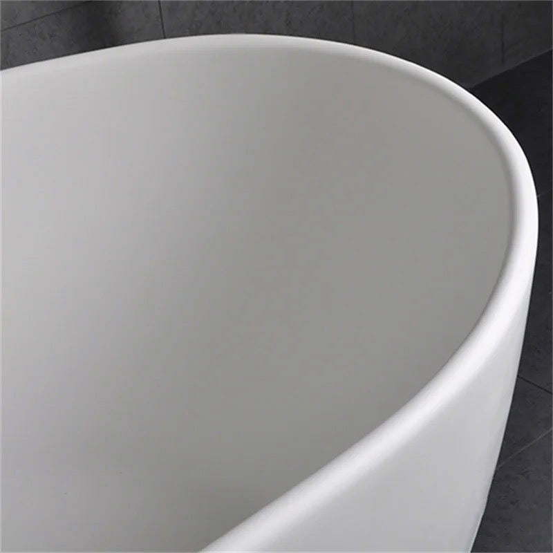 Oval Shape 1630mm Freestanding Matte White Stone Resin Soaking Bath with Overflow - Approved By Design