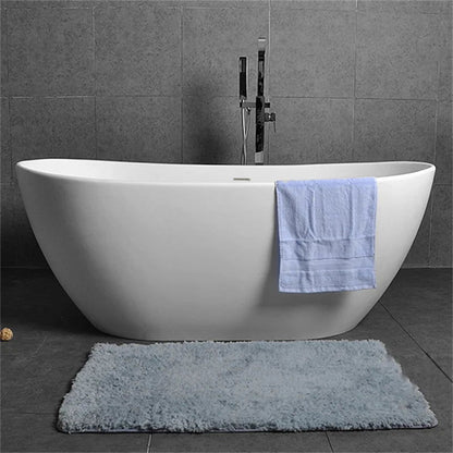 Oval Shape 1630mm Freestanding Matte White Stone Resin Soaking Bath with Overflow - Homary