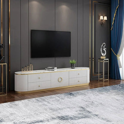 Plalue Modern White Long 86 Inch TV Stand with 4 Drawers for TV Up to 2540mm - 