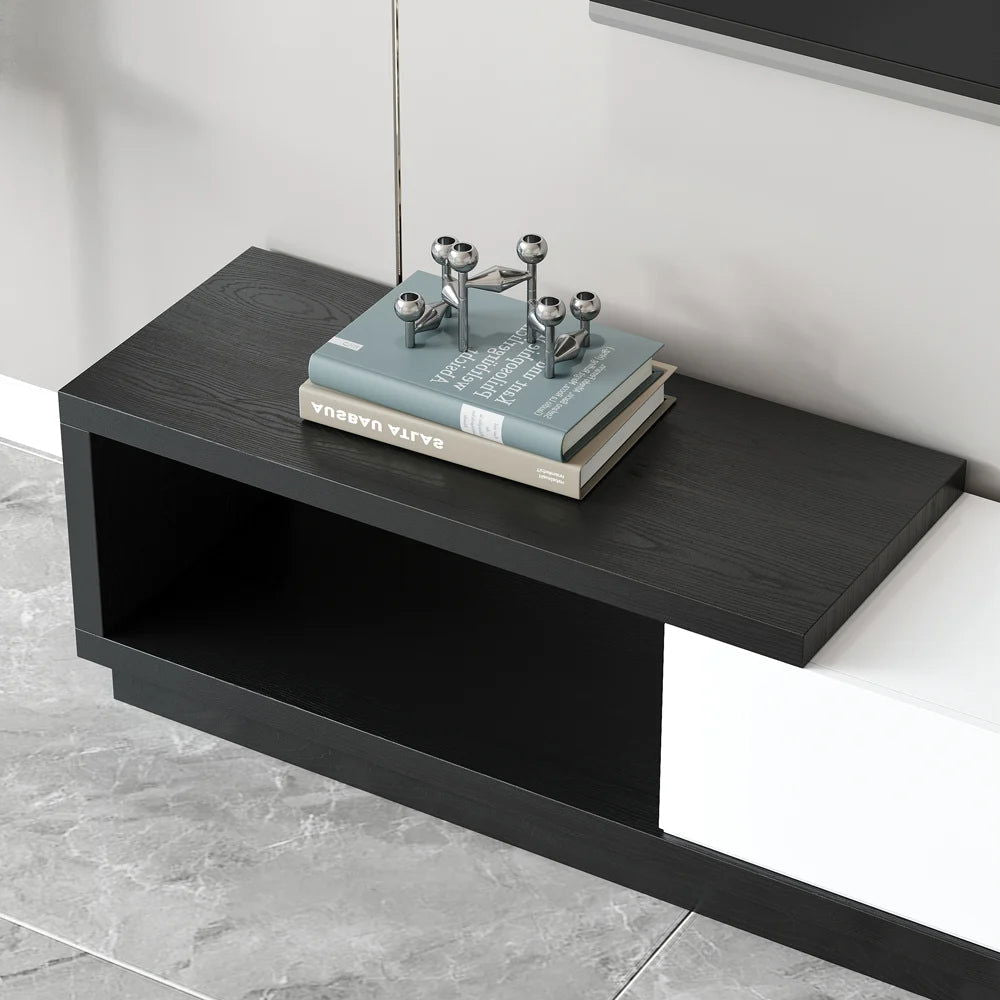 Quoint Modern TV Stand Retracted & Extendable 3-Drawer Media Console for TV Up to 80" - 