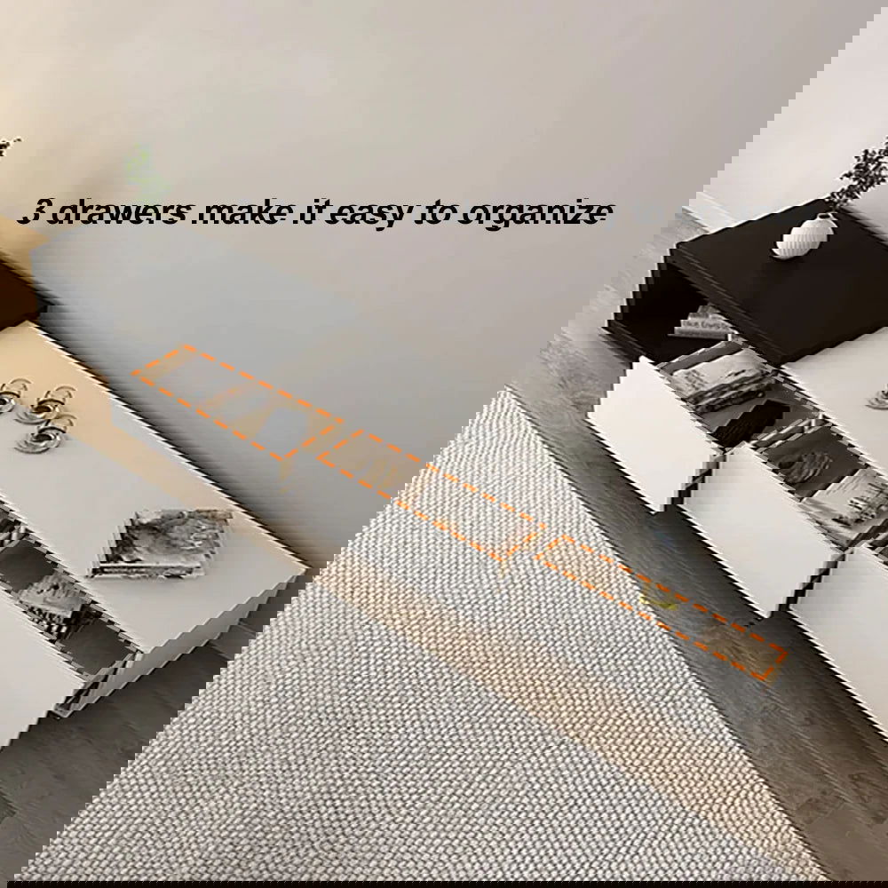 Quoint Modern TV Stand Retracted & Extendable 3-Drawer Media Console for TV Up to 80" - 