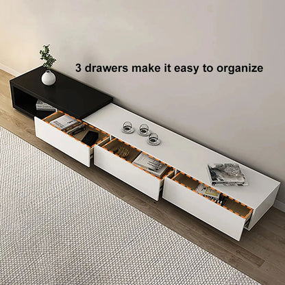 Quoint Modern TV Stand Retracted & Extendable 3-Drawer Media Console for TV Up to 80" - 