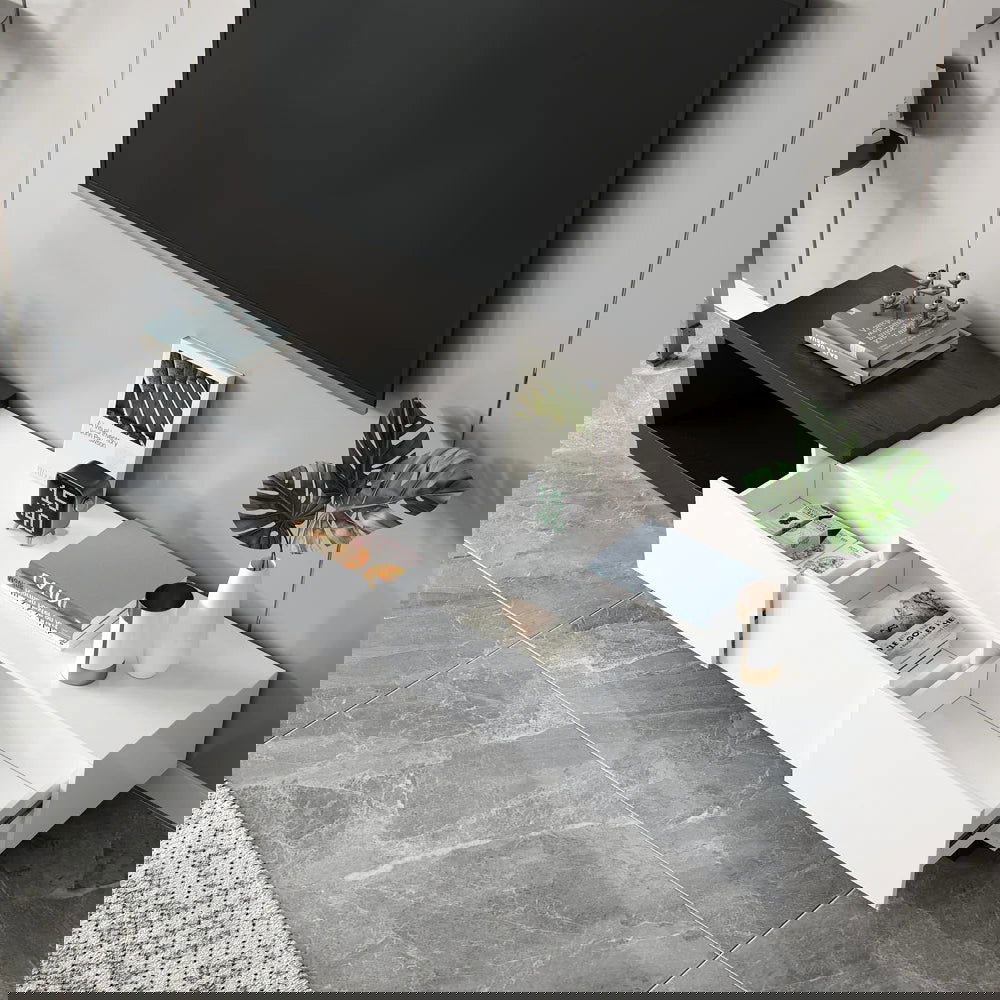 Quoint Modern TV Stand Retracted & Extendable 3-Drawer Media Console for TV Up to 80" - 