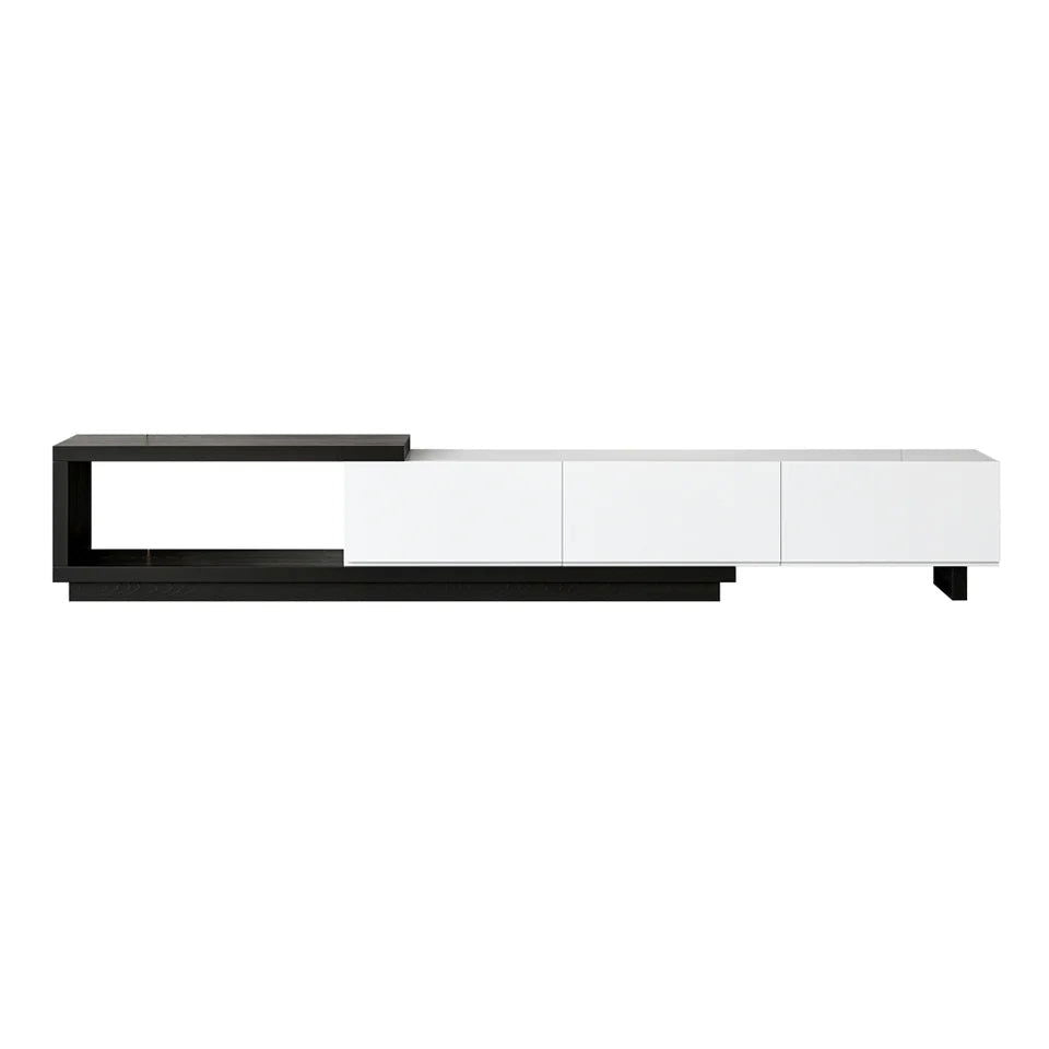 Quoint Modern TV Stand Retracted & Extendable 3-Drawer Media Console for TV Up to 80" - 