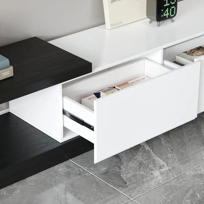 Quoint Modern TV Stand Retracted & Extendable 3-Drawer Media Console for TV Up to 80" - 
