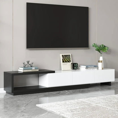 Quoint Modern TV Stand Retracted & Extendable 3-Drawer Media Console for TV Up to 80" - Homary