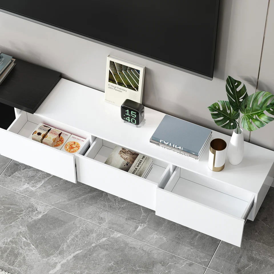 Quoint Modern TV Stand Retracted & Extendable 3-Drawer Media Console for TV Up to 80" - Homary